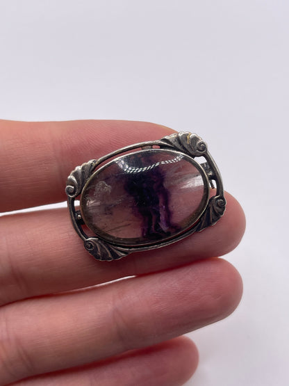 Silver blue John brooch