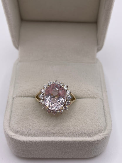9ct gold morganite and zircon ring