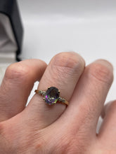 Load image into Gallery viewer, 9ct gold mystic topaz and diamond ring
