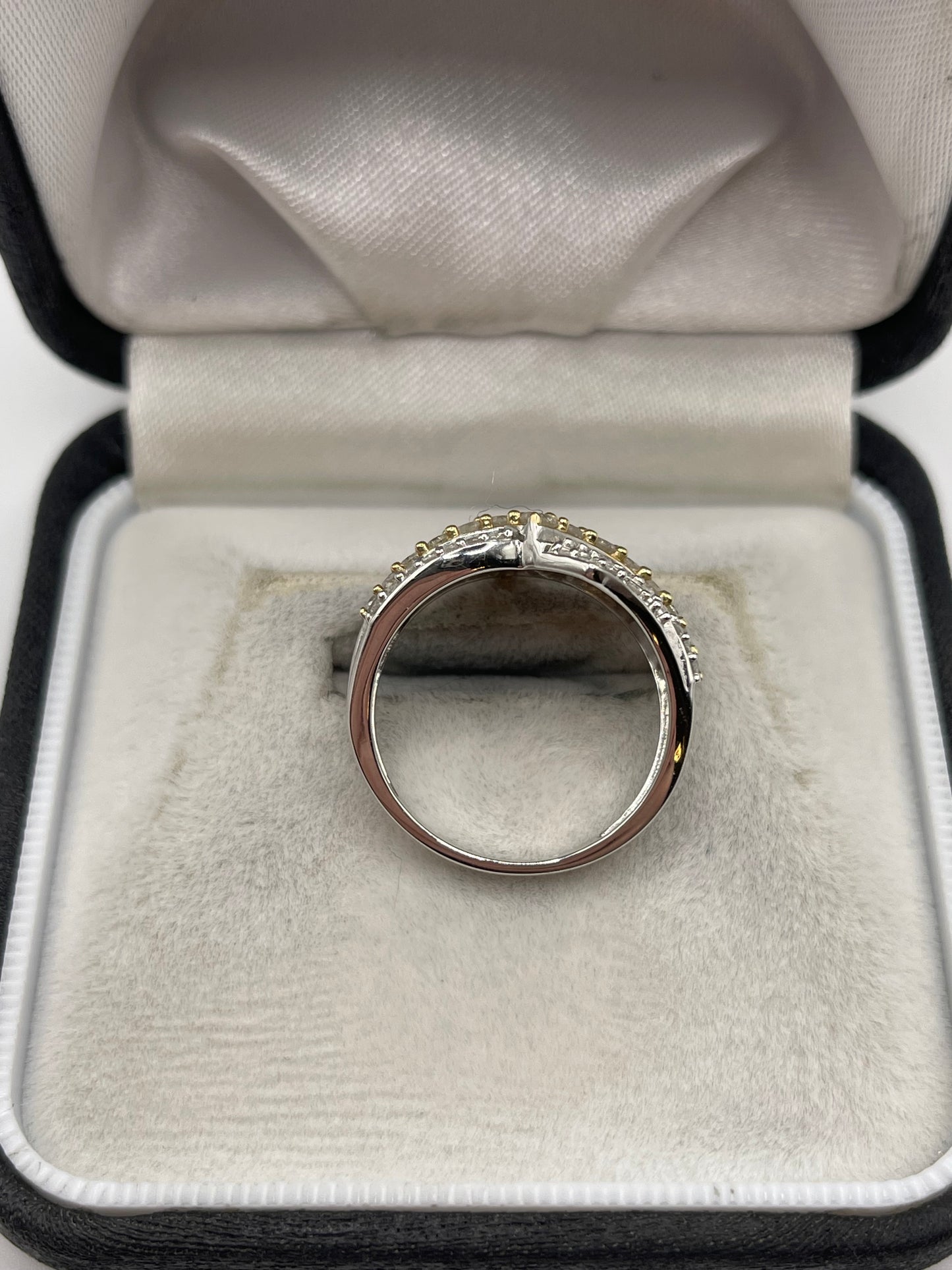 9ct two tone gold diamond cluster ring