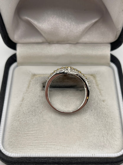 9ct two tone gold diamond cluster ring
