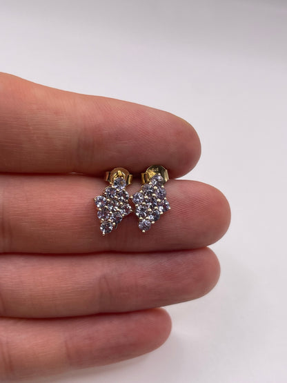 9ct gold tanzanite cluster earrings
