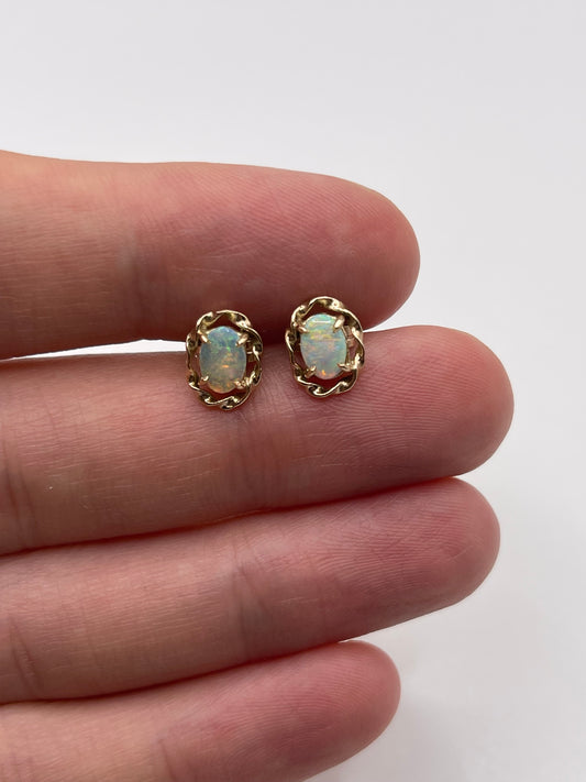9ct gold opal earrings