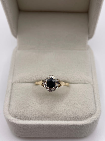9ct gold sapphire and diamond ring