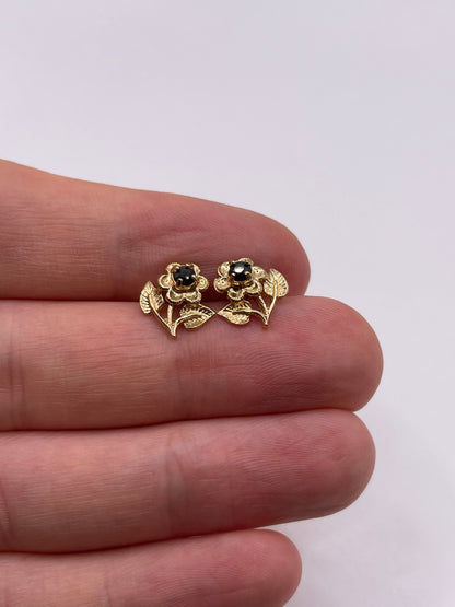 9ct gold sapphire flower earrings