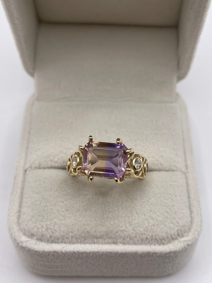9ct gold ametrine and zircon ring