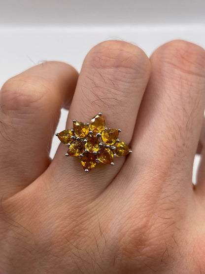 9ct white gold orange sapphire cluster ring