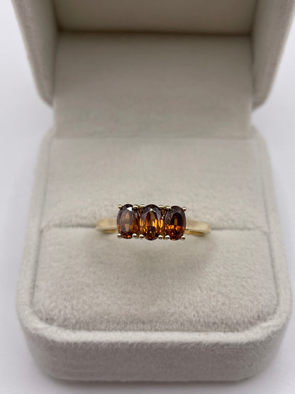 9ct gold brown zircon ring