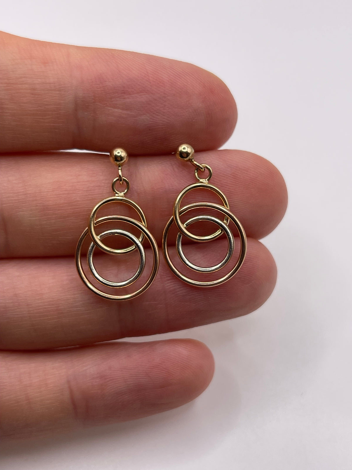9ct tri gold earrings