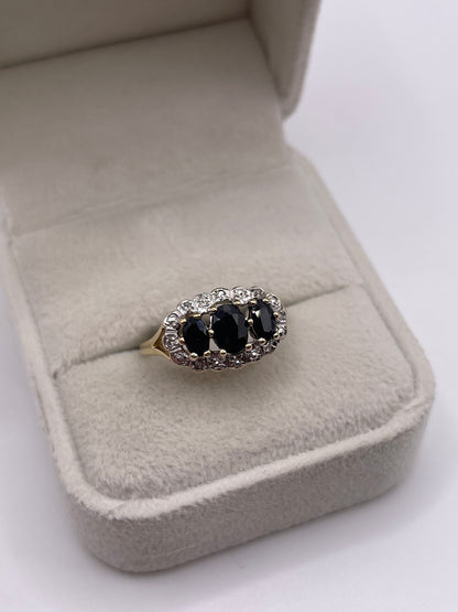 9ct gold sapphire and diamond ring