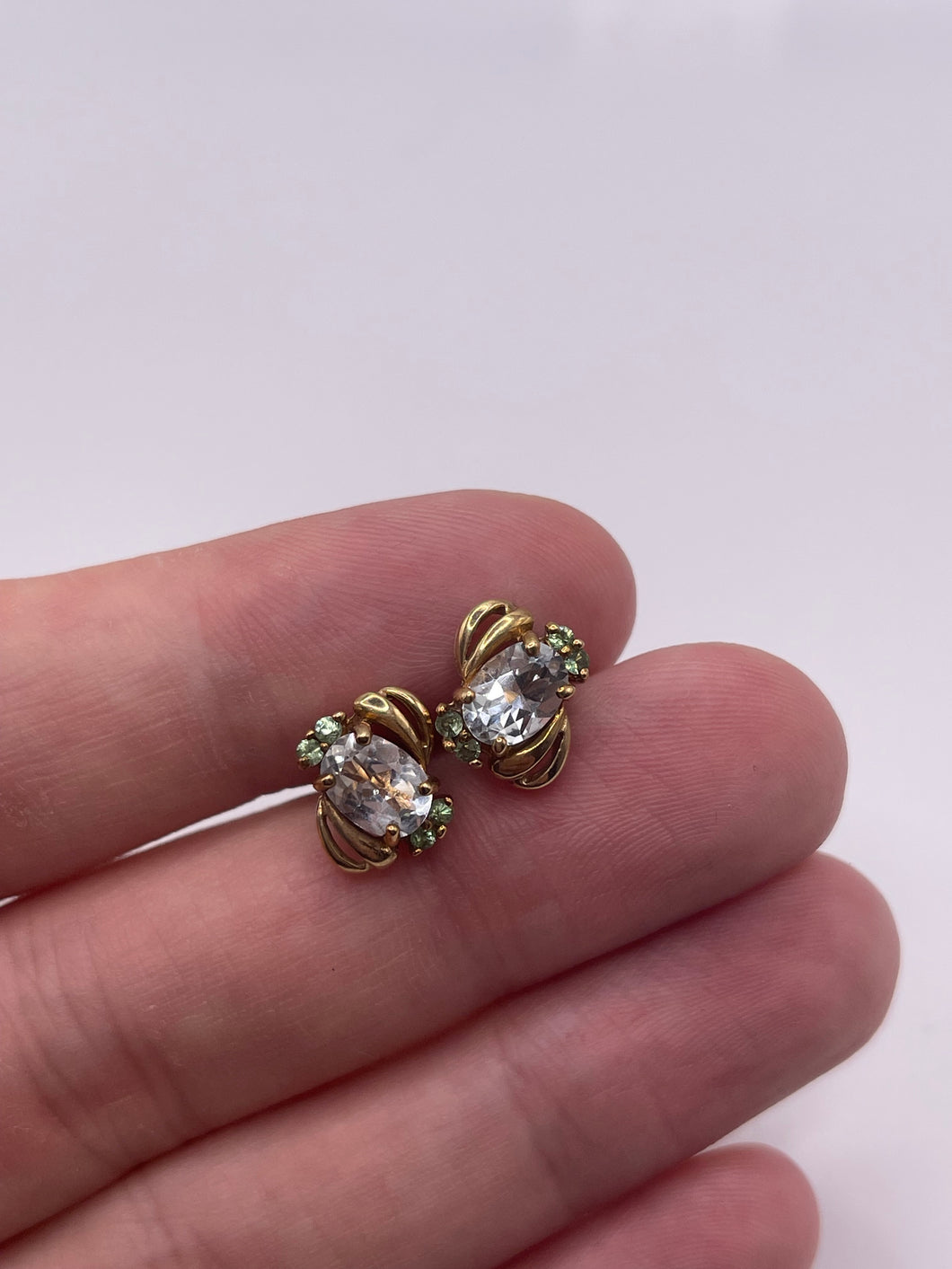 9ct gold quartz cluster earrings
