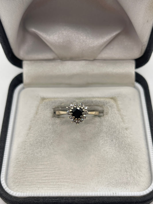 9ct gold sapphire and diamond heart ring