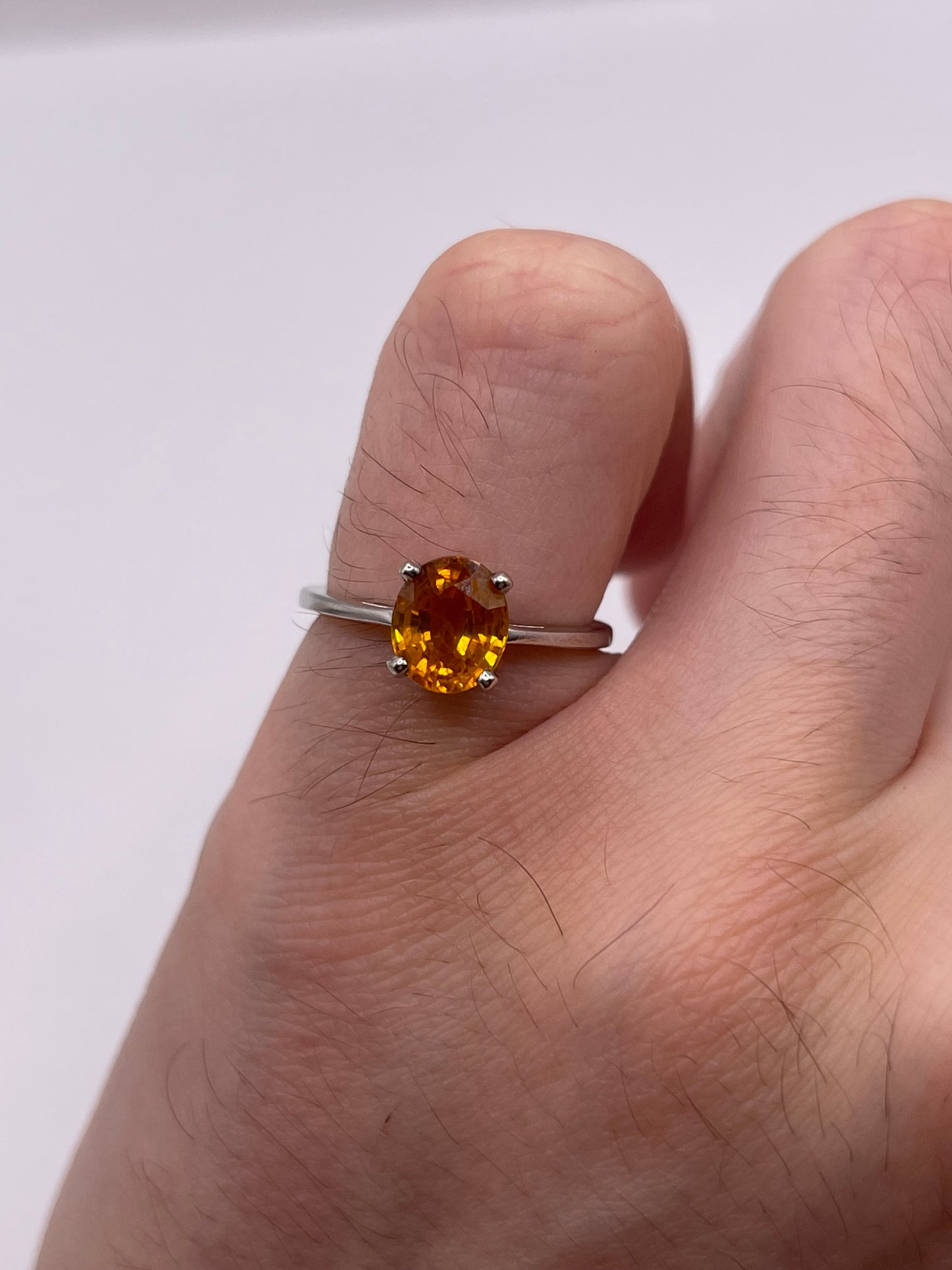 9ct white gold spessartite garnet ring