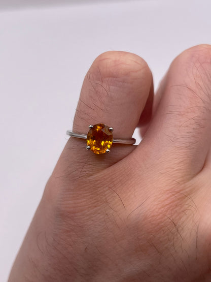 9ct white gold spessartite garnet ring