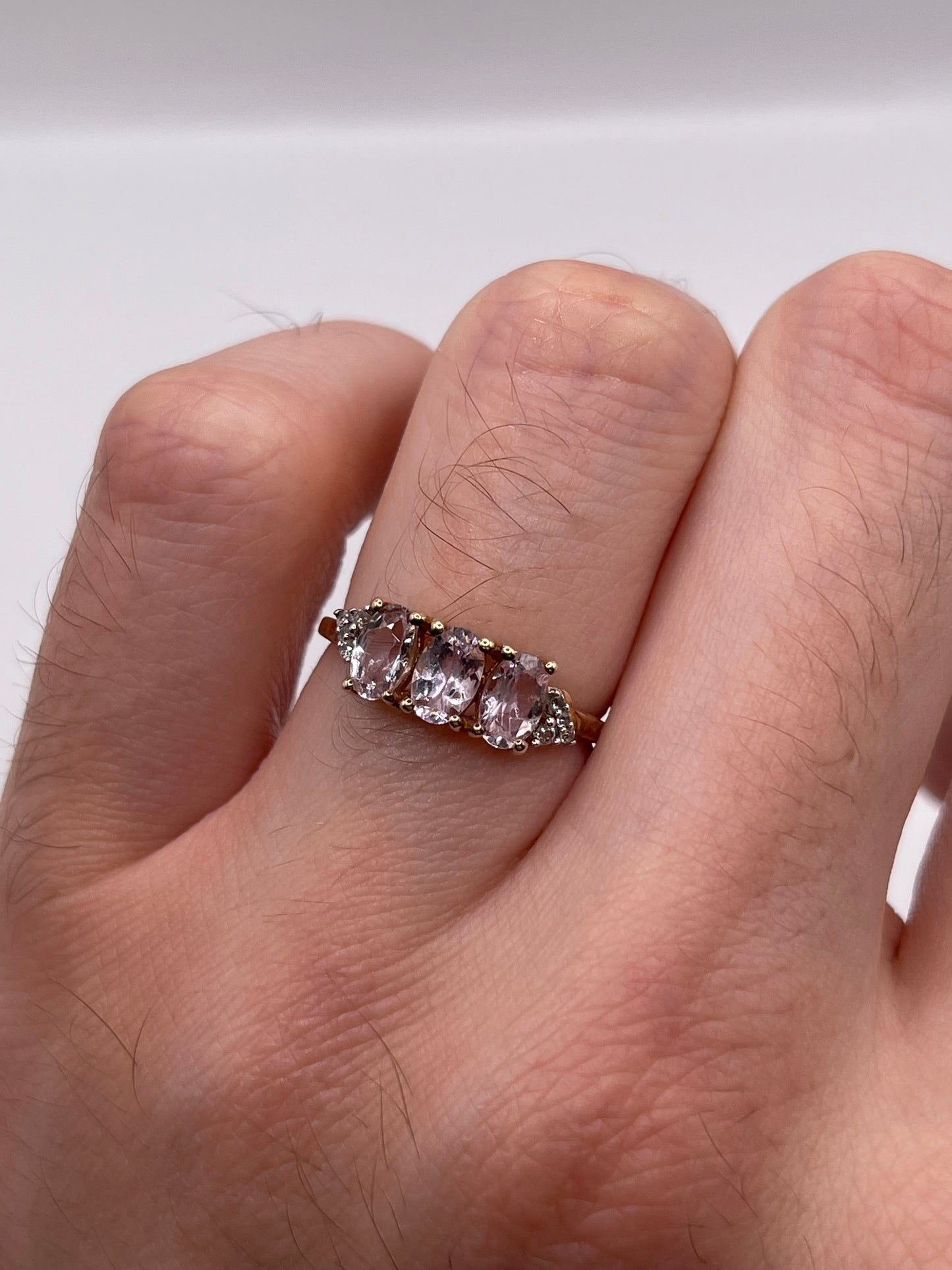 9ct gold morganite and zircon ring