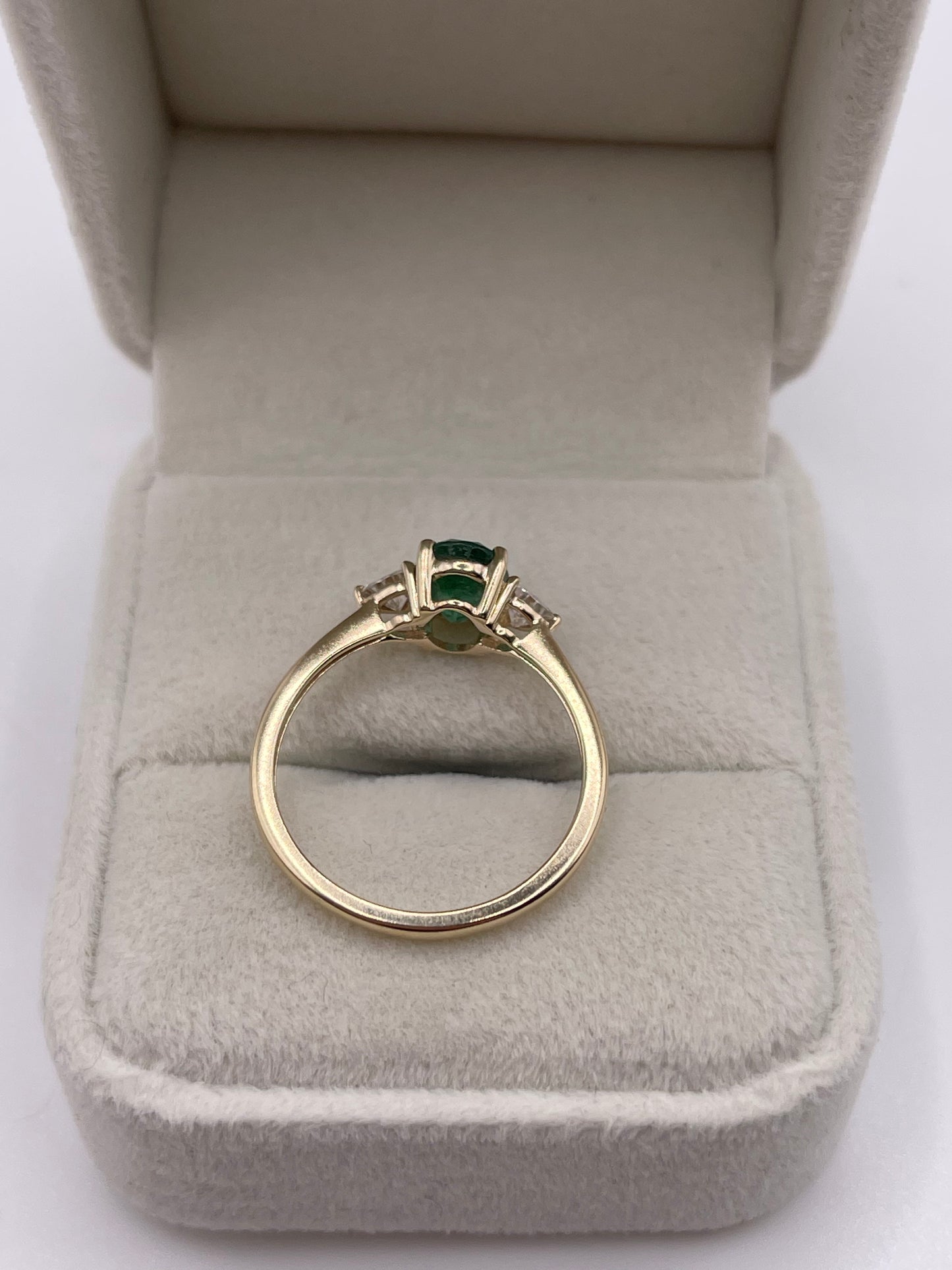 9ct gold emerald and zircon ring
