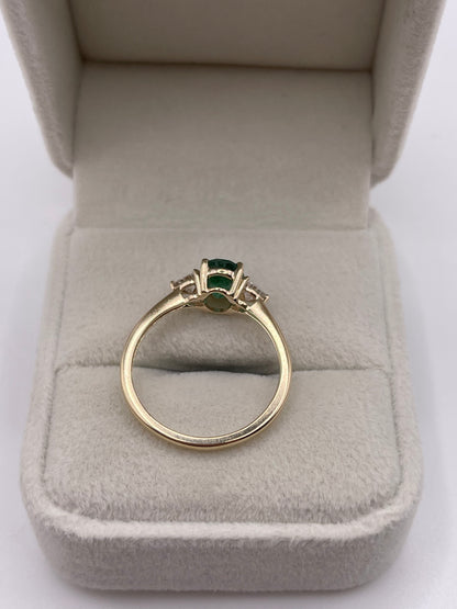 9ct gold emerald and zircon ring
