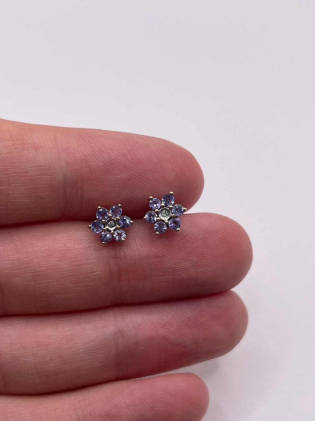 9ct gold tanzanite and diamond earrings