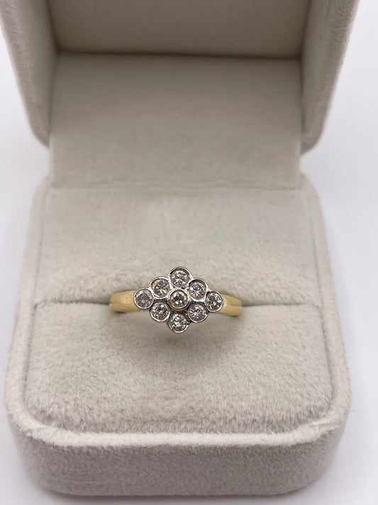 18ct gold diamond cluster ring