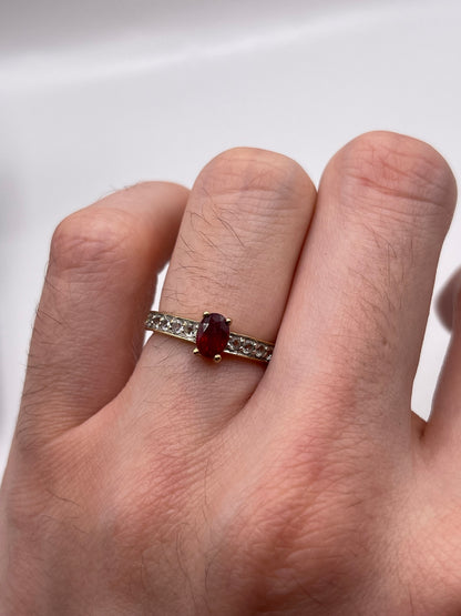 9ct gold ruby and zircon ring