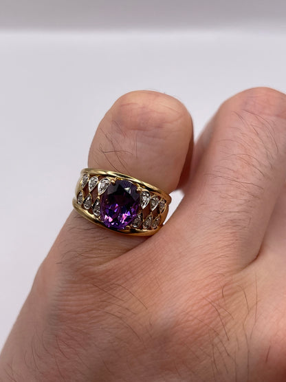 9ct gold amethyst and diamond ring