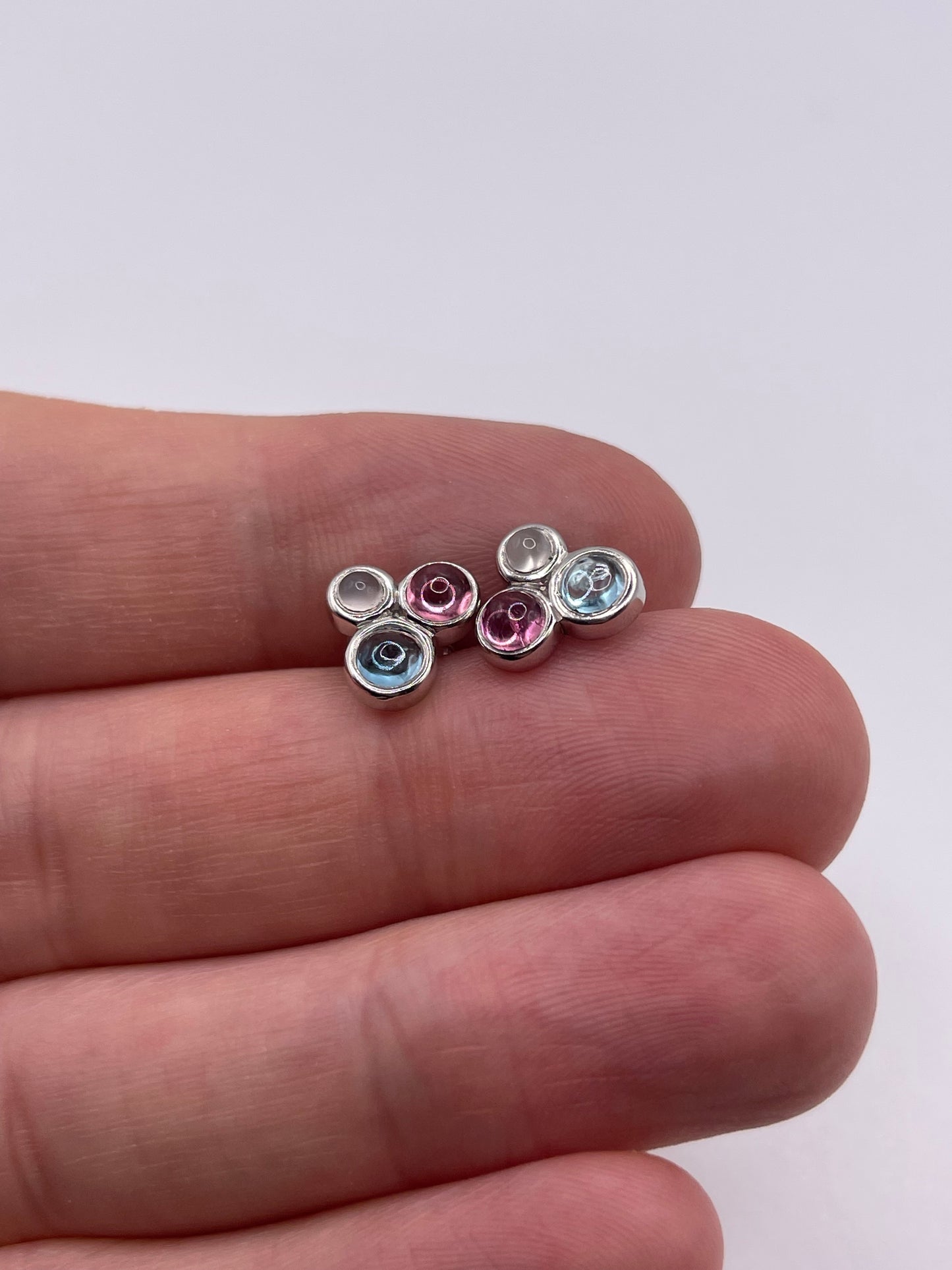 9ct white gold multi gemstone earrings