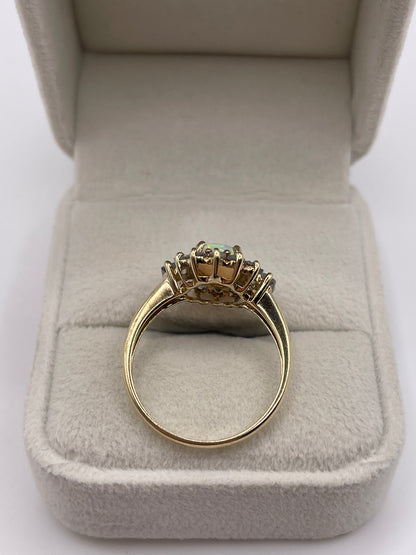 9ct gold opal and aquamarine ring