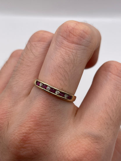 9ct gold ruby and diamond ring