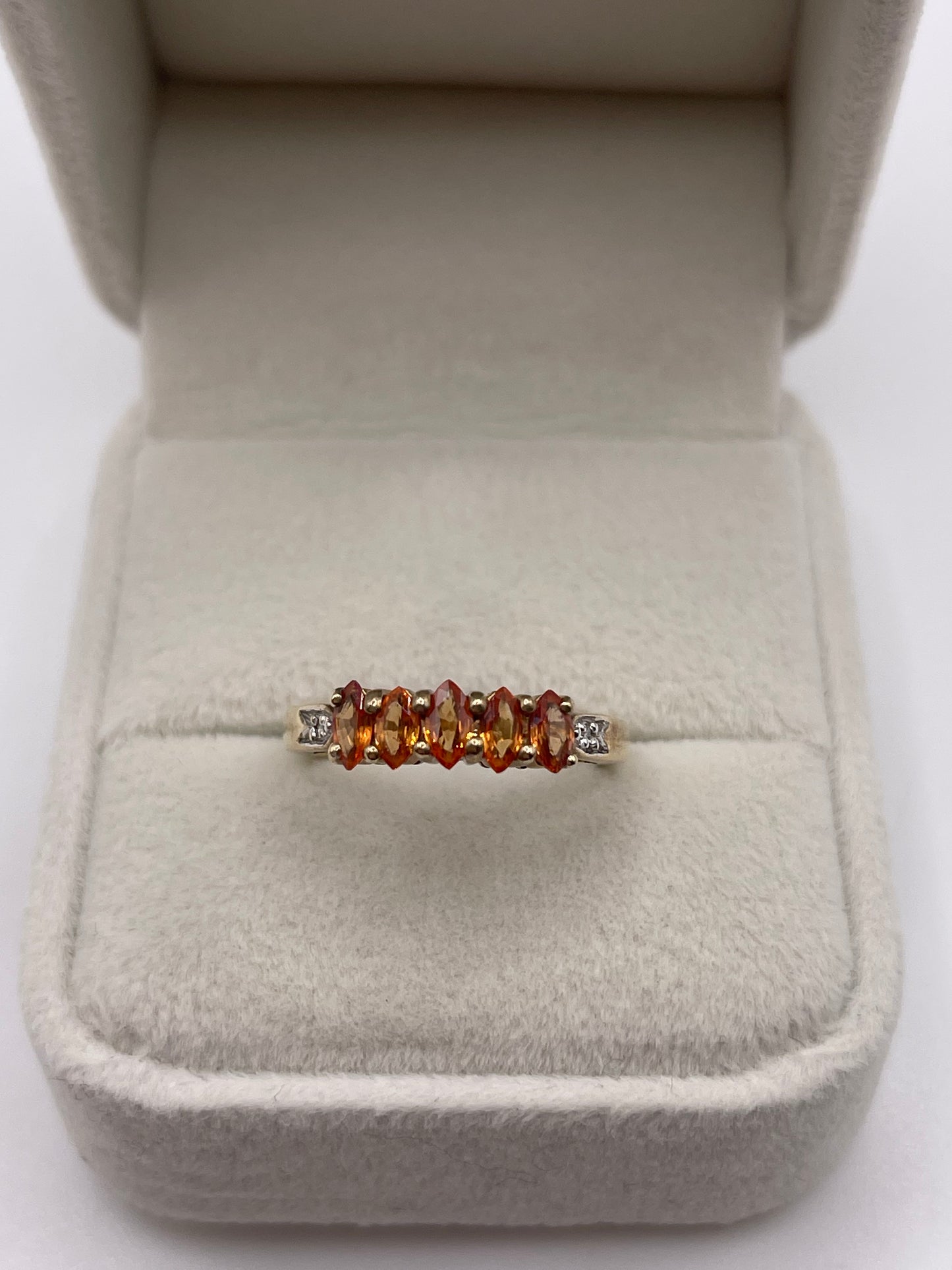 9ct gold orange sapphire and diamond ring