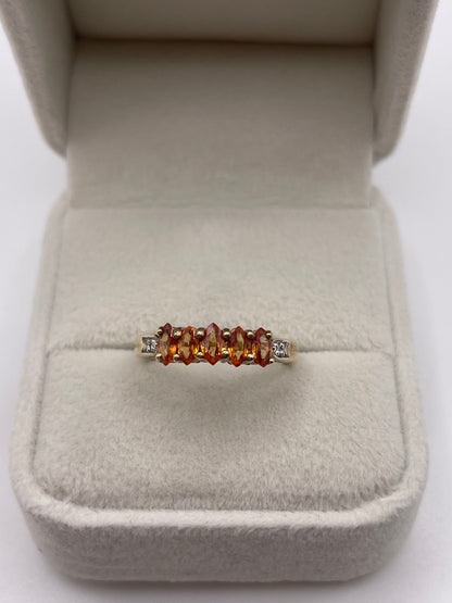 9ct gold orange sapphire and diamond ring