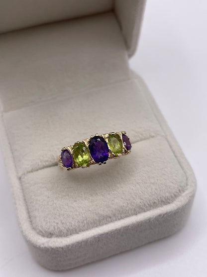 9ct gold amethyst and peridot ring