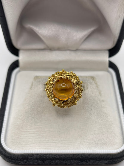 9ct gold amber ring
