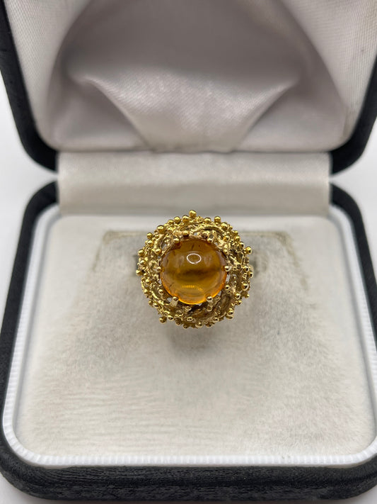 9ct gold amber ring