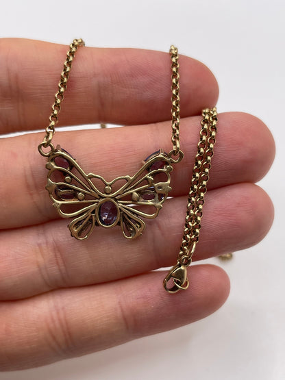 9ct gold tanzanite butterfly necklace