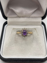 Load image into Gallery viewer, 9ct gold cabochon amethyst and diamond ring
