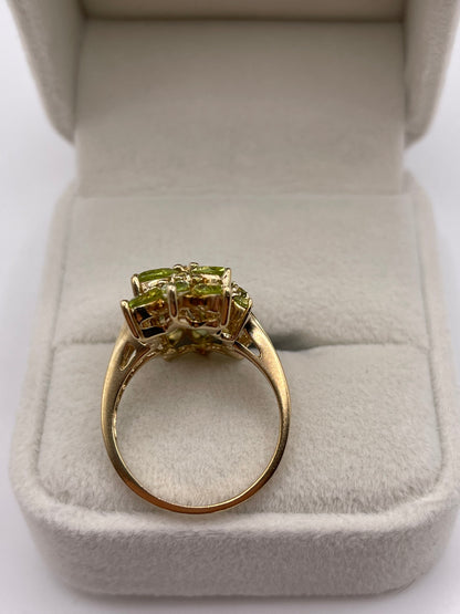 9ct gold peridot cluster ring