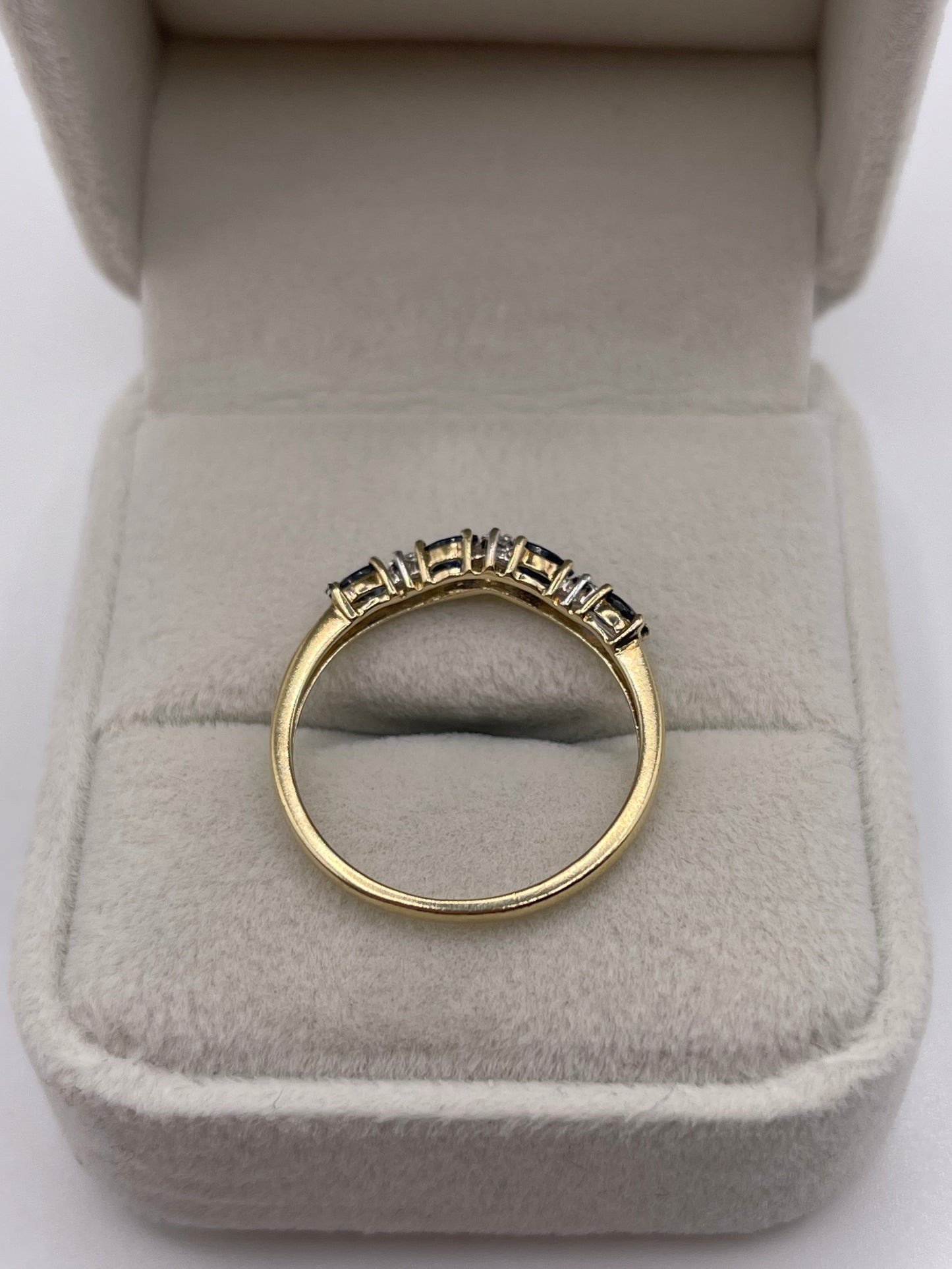 9ct gold sapphire and diamond wishbone ring
