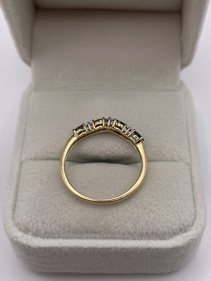 9ct gold sapphire and diamond wishbone ring