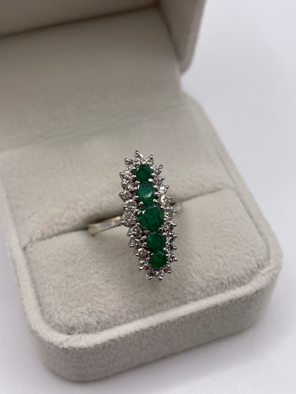18ct white gold emerald and diamond ring
