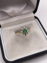 Load image into Gallery viewer, 9ct gold emerald and cz ring
