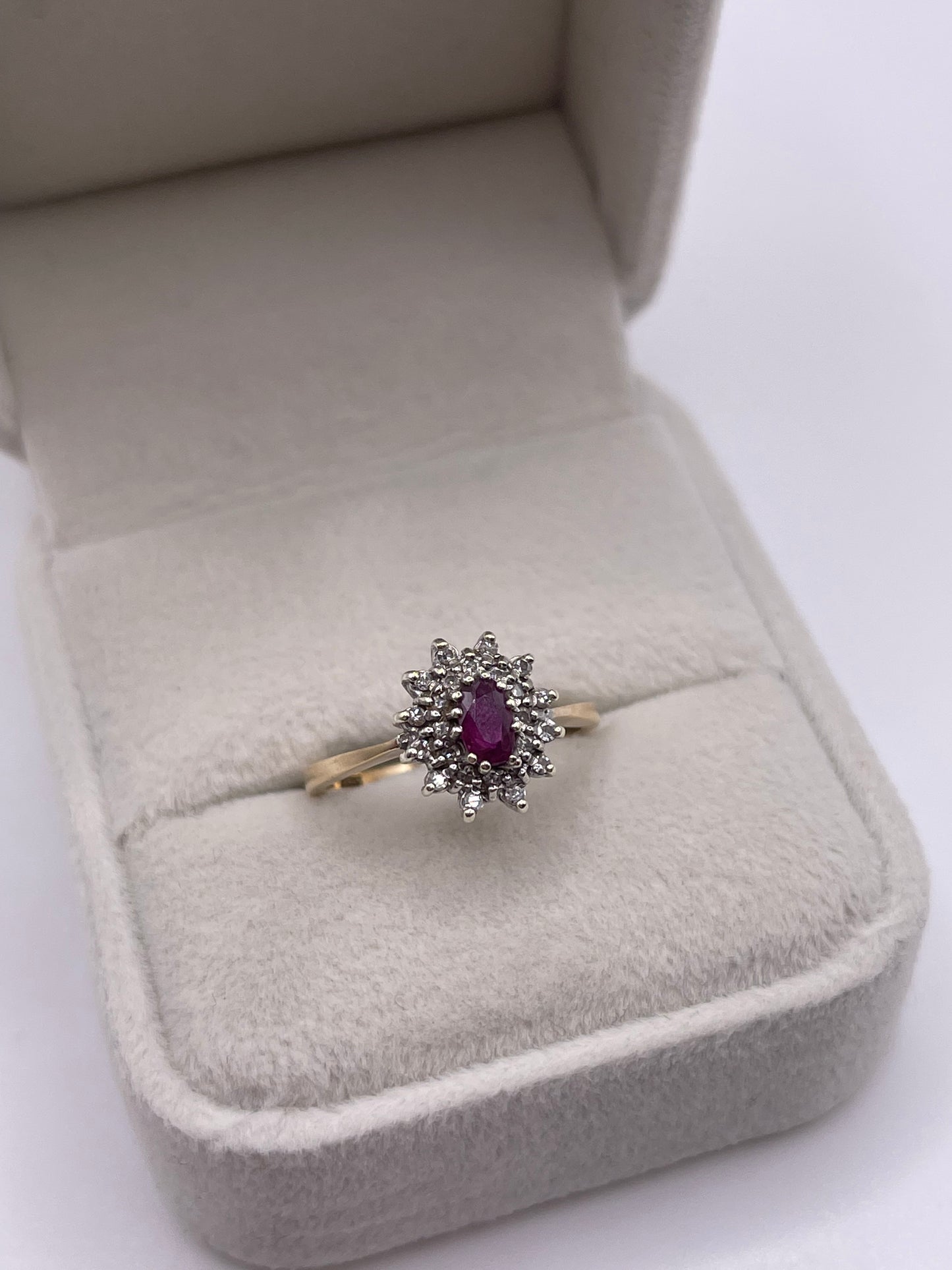 9ct gold ruby and diamond ring