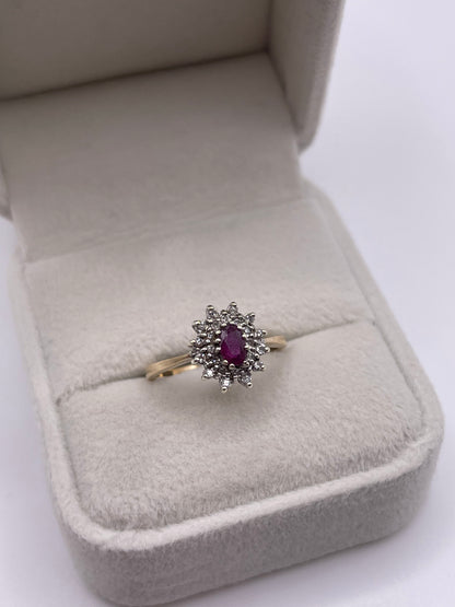 9ct gold ruby and diamond ring
