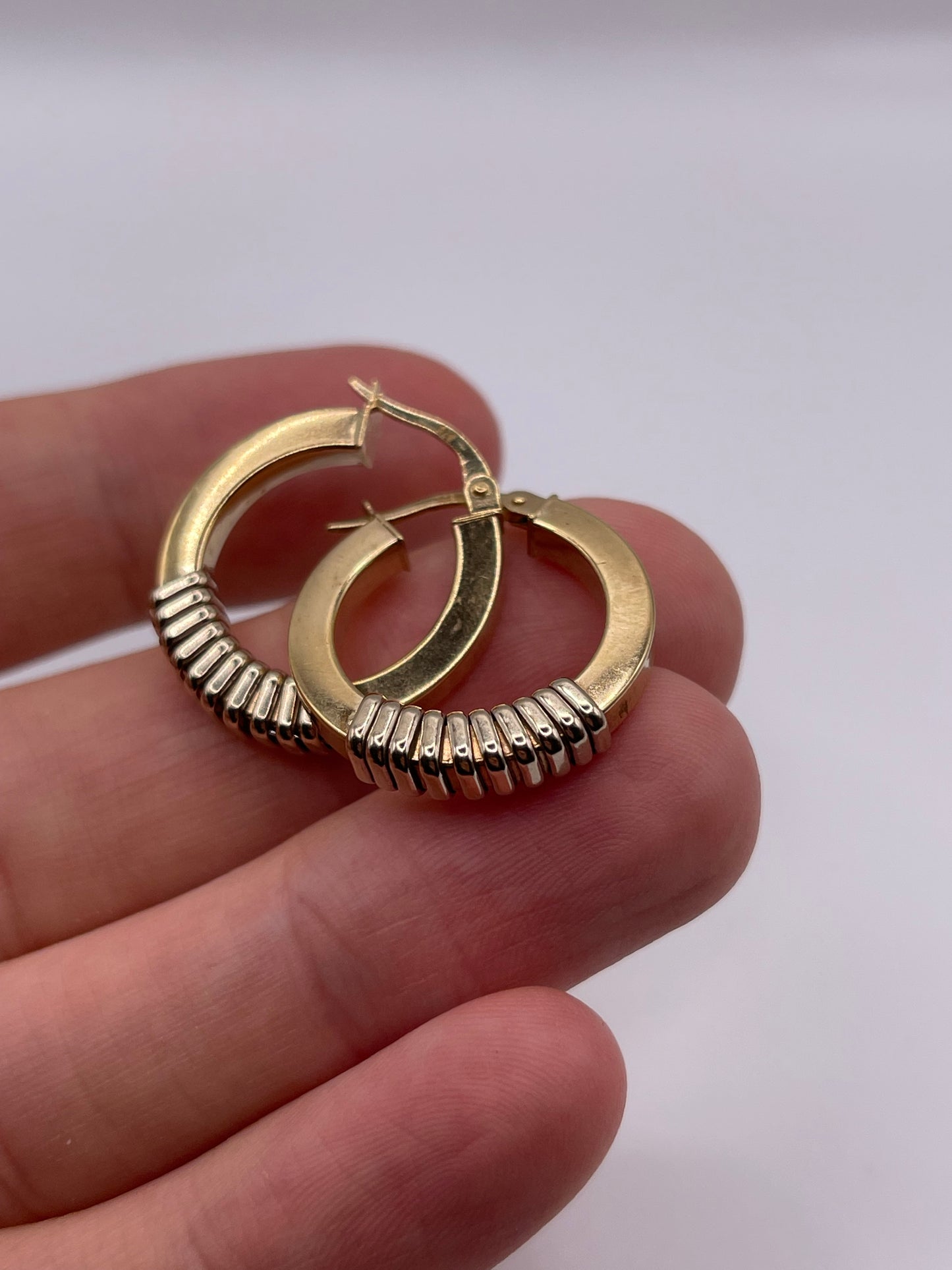 9ct two tone creole earrings