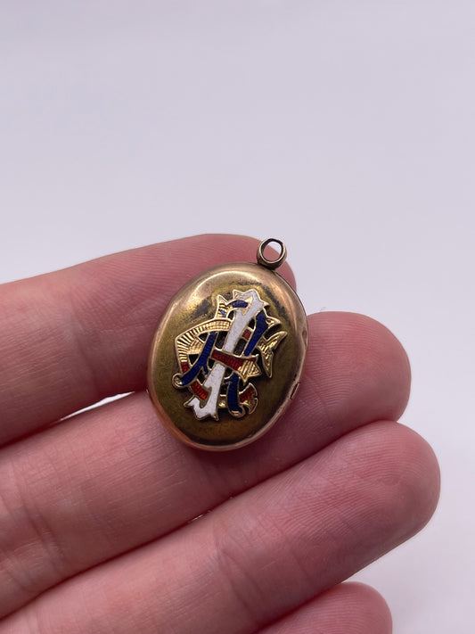 Antique 15ct gold enamelled locket