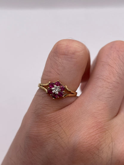 9ct gold ruby and diamond ring