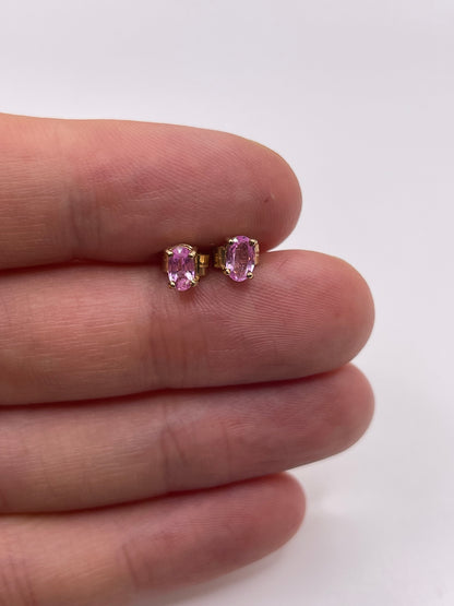 9ct gold pink sapphire earrings