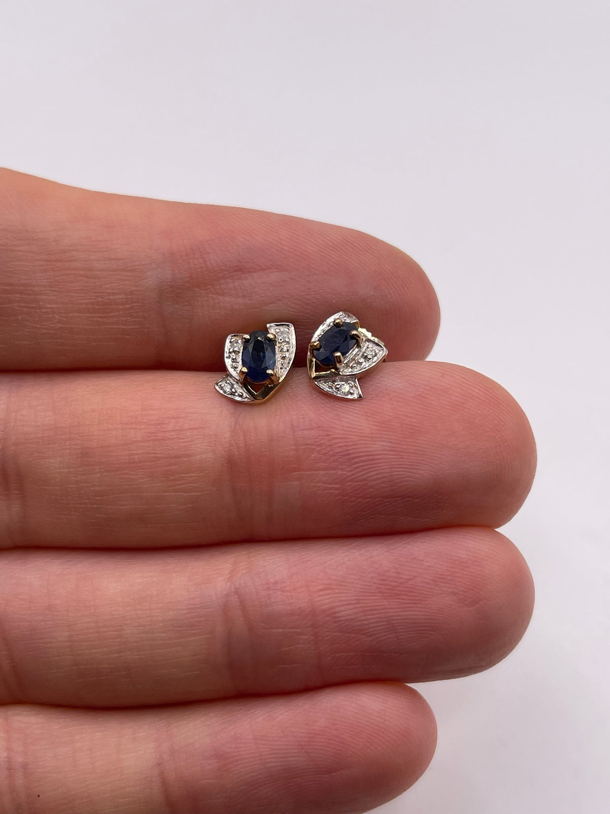9ct gold sapphire and diamond earrings