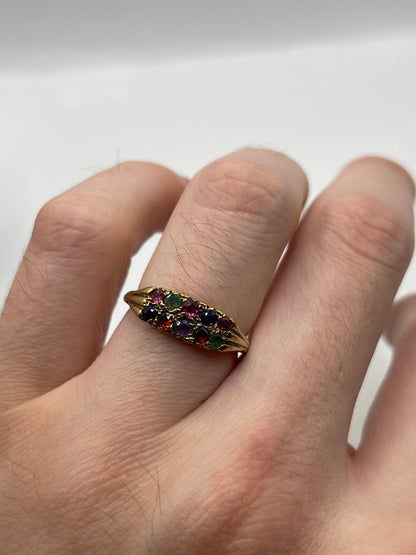 9ct gold multi gemstone ring