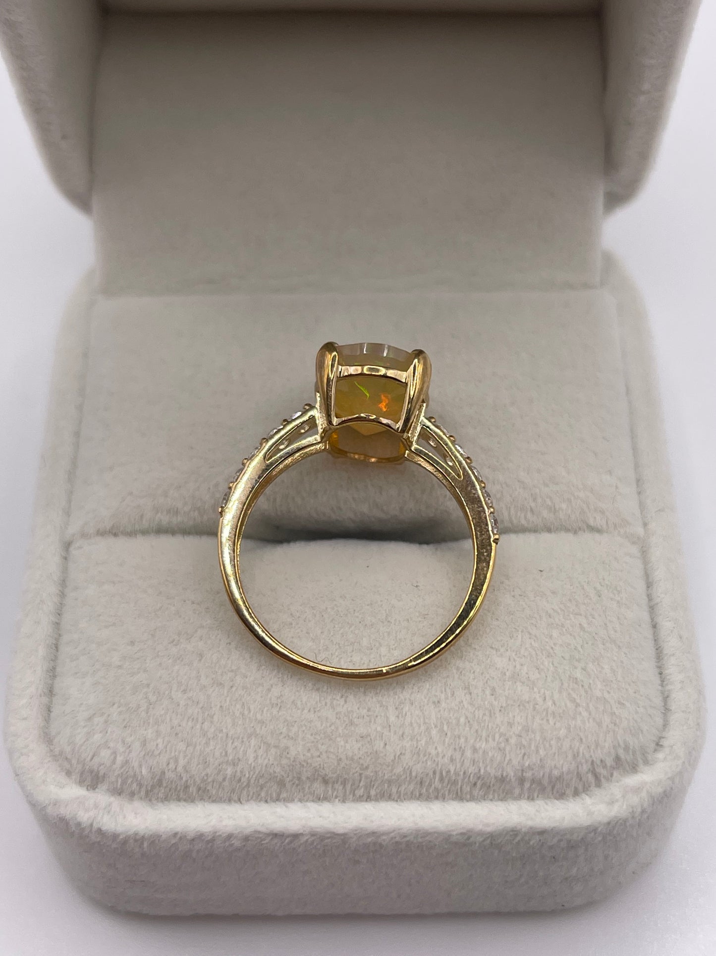 9ct gold opal and zircon ring