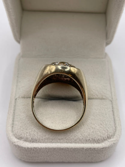 9ct gold diamond eagle signet ring